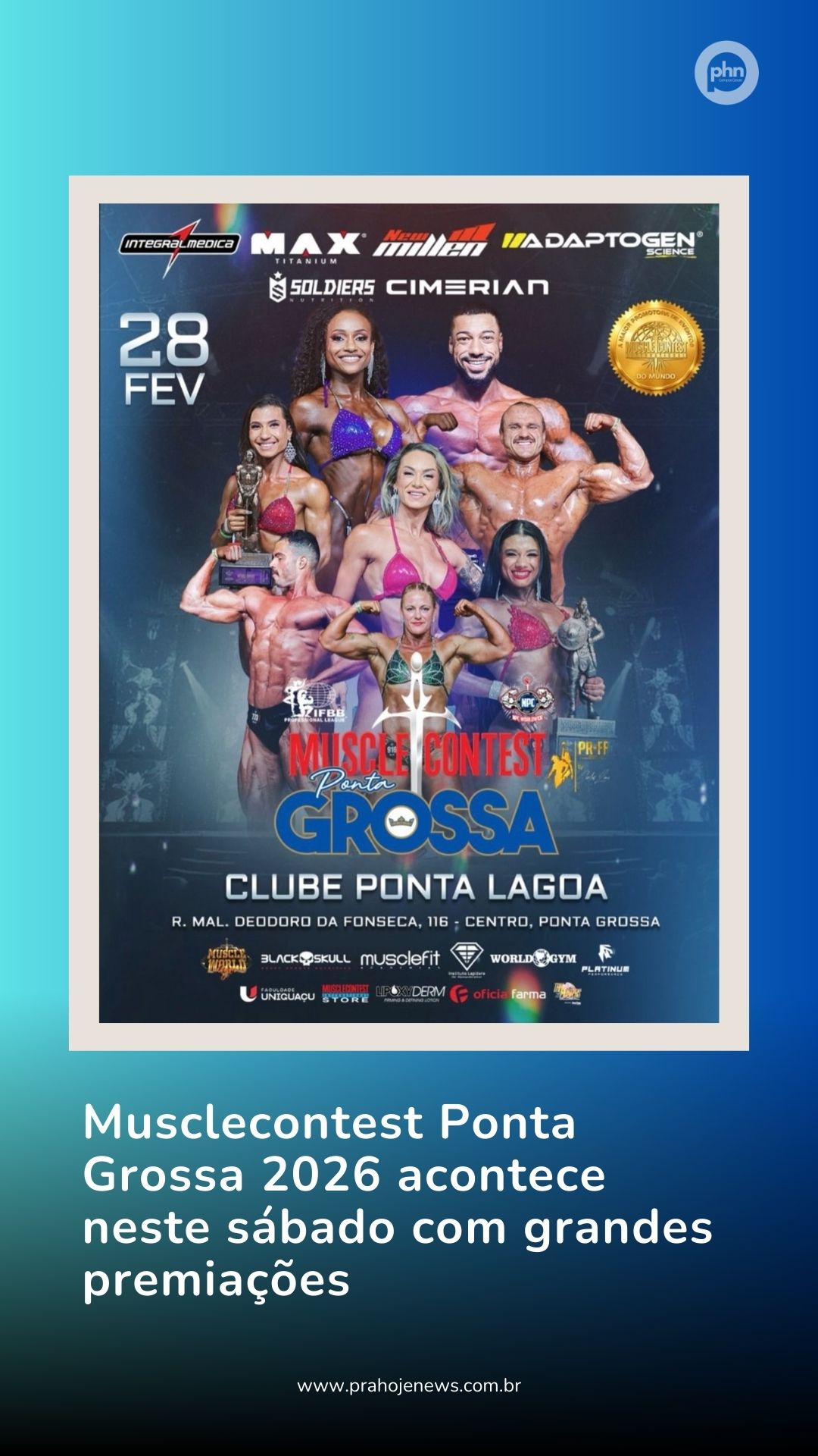 Musclecontest Ponta Grossa 2026 acontece neste sábado com grandes premiações